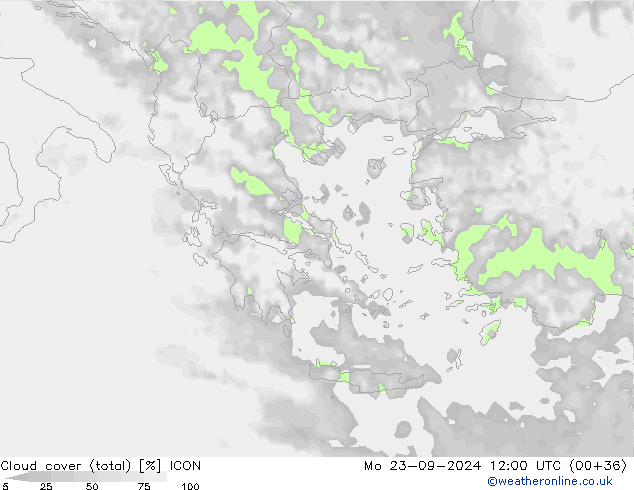 Wolken (gesamt) ICON Mo 23.09.2024 12 UTC