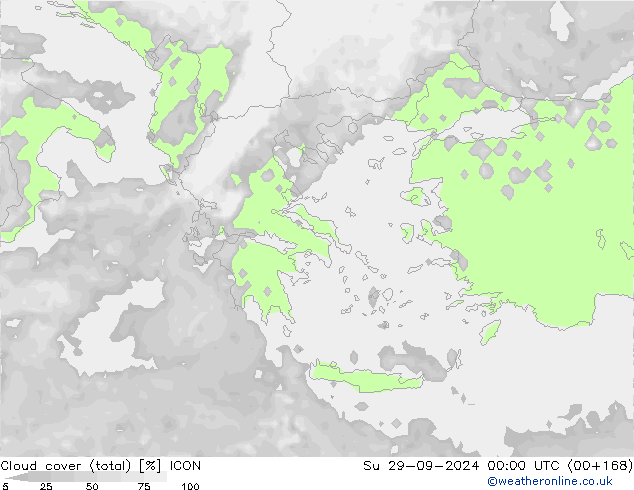 облака (сумма) ICON Вс 29.09.2024 00 UTC