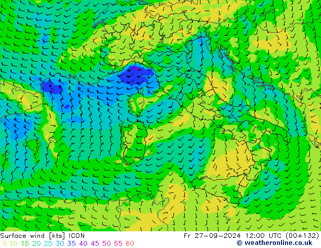 Bodenwind ICON Fr 27.09.2024 12 UTC