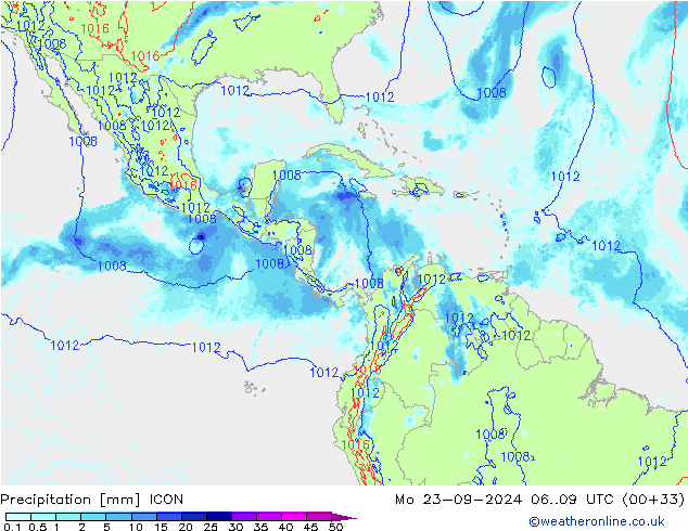 Niederschlag ICON Mo 23.09.2024 09 UTC