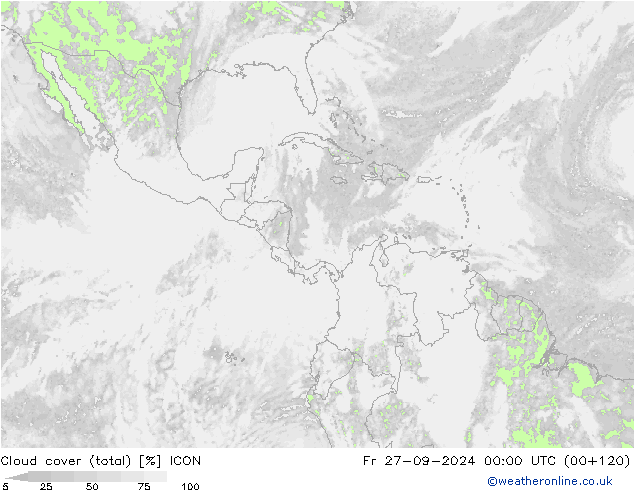 nuvens (total) ICON Sex 27.09.2024 00 UTC