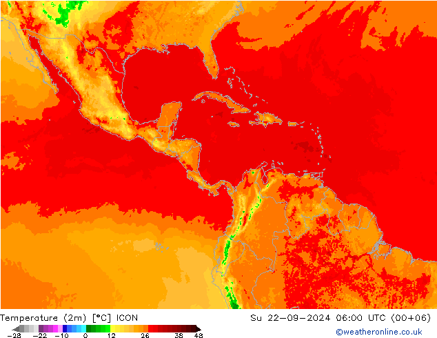 Temperature (2m) ICON Su 22.09.2024 06 UTC