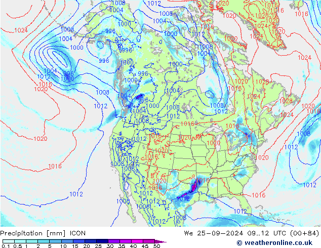 precipitação ICON Qua 25.09.2024 12 UTC