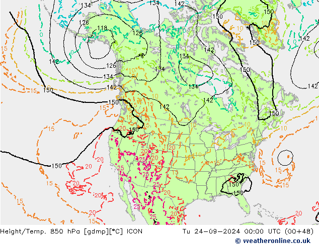 Height/Temp. 850 hPa ICON mar 24.09.2024 00 UTC