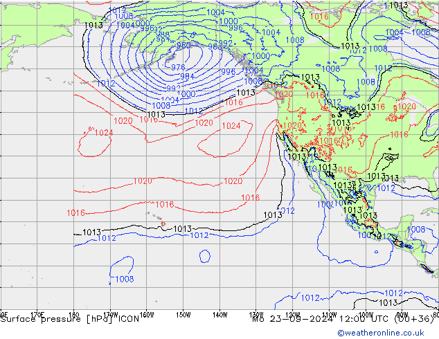 Surface pressure ICON Mo 23.09.2024 12 UTC