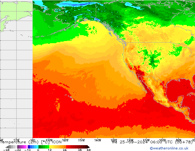 Temperature (2m) ICON We 25.09.2024 06 UTC