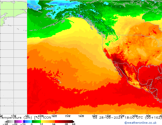 Temperatura (2m) ICON Sáb 28.09.2024 18 UTC