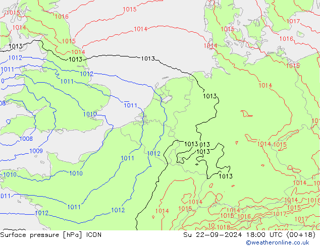 Yer basıncı ICON Paz 22.09.2024 18 UTC