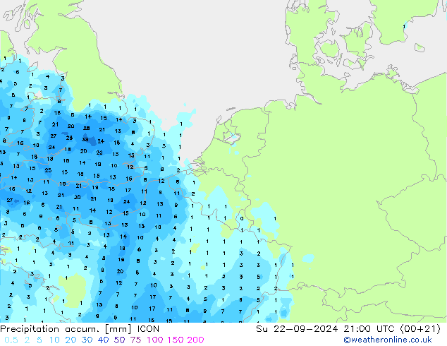 Precipitation accum. ICON Dom 22.09.2024 21 UTC