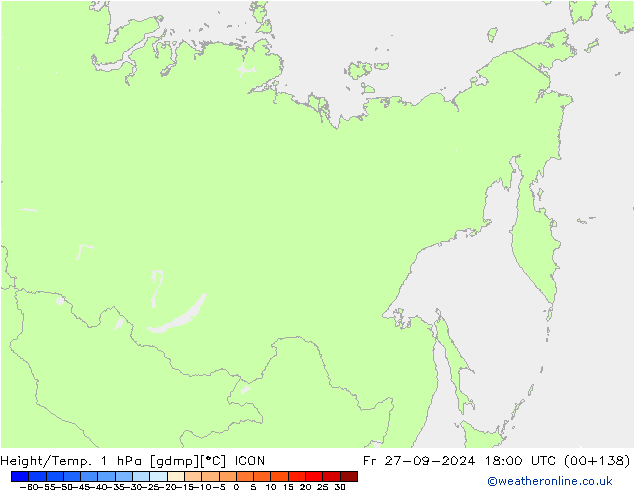 Height/Temp. 1 гПа ICON пт 27.09.2024 18 UTC