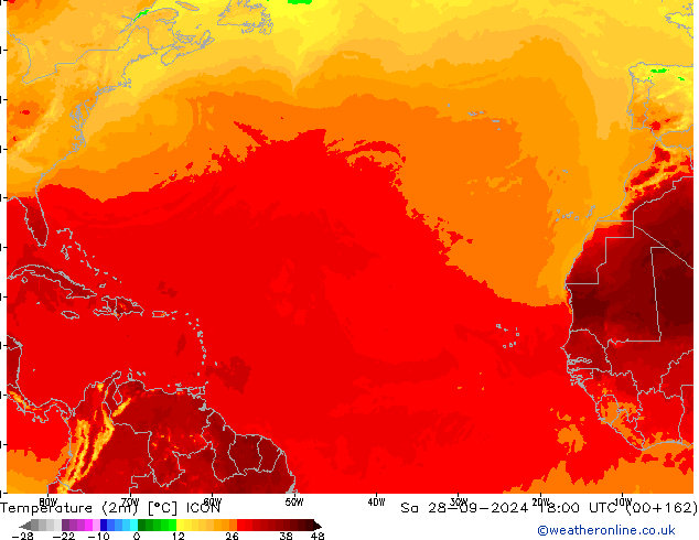 Temperature (2m) ICON Sa 28.09.2024 18 UTC