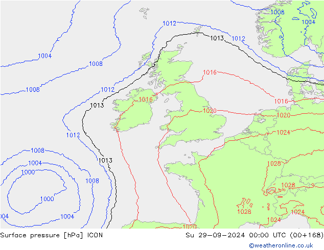 pressão do solo ICON Dom 29.09.2024 00 UTC