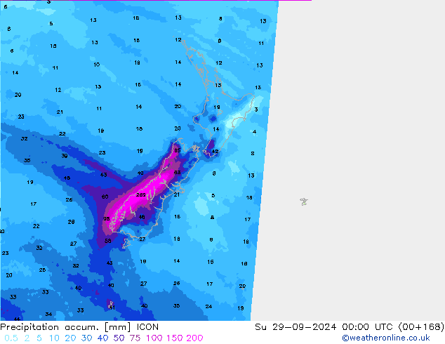 Precipitation accum. ICON Su 29.09.2024 00 UTC