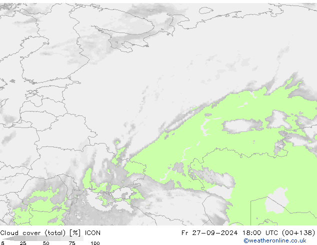 облака (сумма) ICON пт 27.09.2024 18 UTC