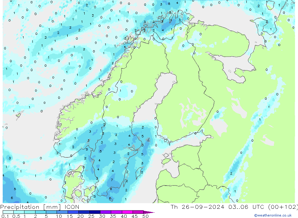 осадки ICON чт 26.09.2024 06 UTC