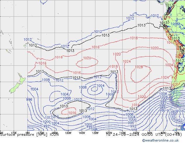 Luchtdruk (Grond) ICON di 24.09.2024 00 UTC