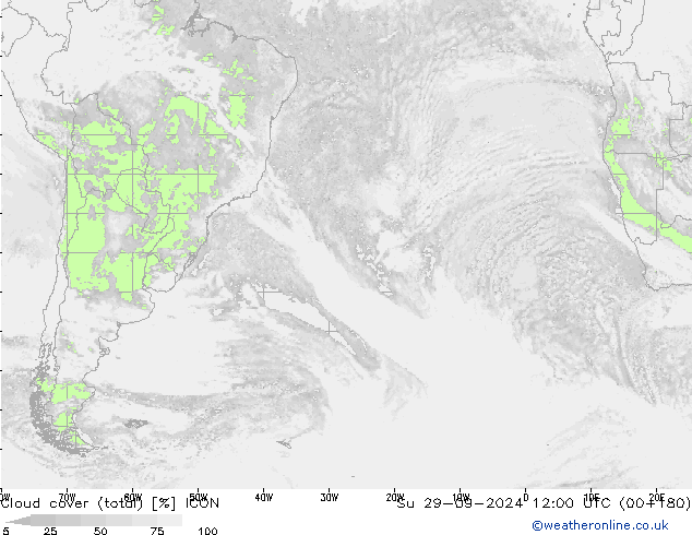 Bulutlar (toplam) ICON Paz 29.09.2024 12 UTC