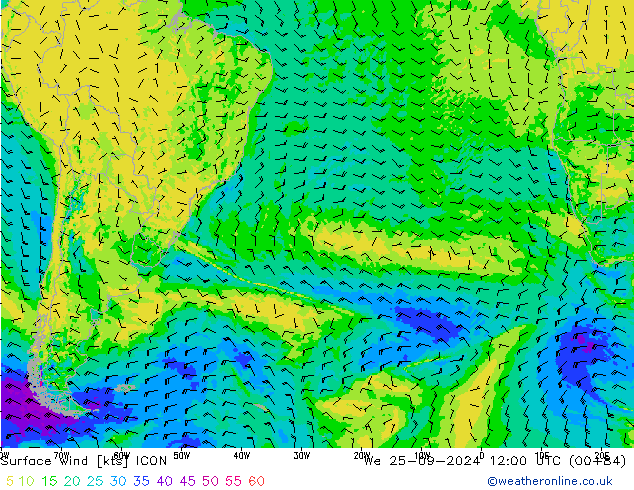 Bodenwind ICON Mi 25.09.2024 12 UTC