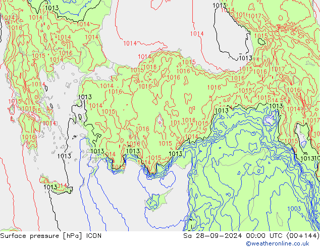 Yer basıncı ICON Cts 28.09.2024 00 UTC