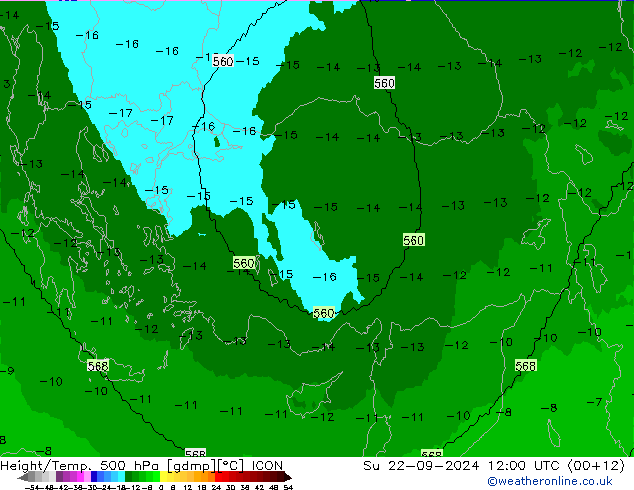 Height/Temp. 500 hPa ICON Ne 22.09.2024 12 UTC