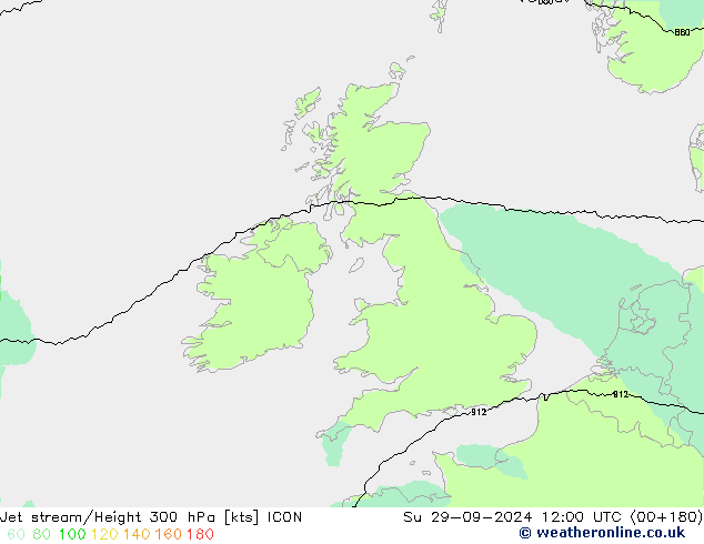 Jet stream ICON Dom 29.09.2024 12 UTC