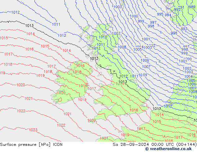 Surface pressure ICON Sa 28.09.2024 00 UTC