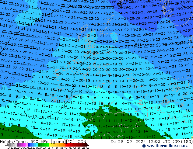 Yükseklik/Sıc. 500 hPa ICON Paz 29.09.2024 12 UTC