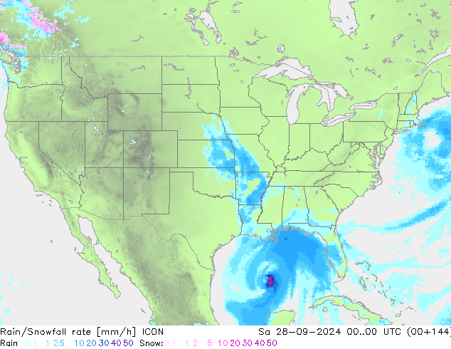 Rain/Snowfall rate ICON Sa 28.09.2024 00 UTC