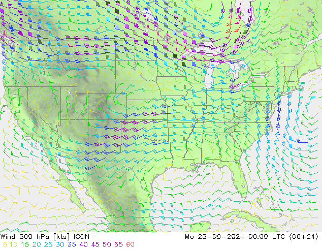 Wind 500 hPa ICON Po 23.09.2024 00 UTC