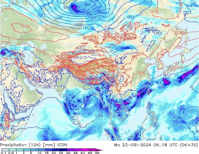 Nied. akkumuliert (12Std) ICON Mo 23.09.2024 18 UTC