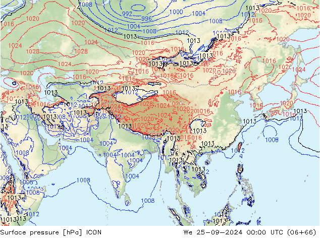 Surface pressure ICON We 25.09.2024 00 UTC