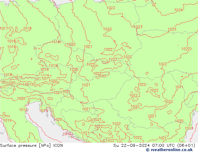 приземное давление ICON Вс 22.09.2024 07 UTC