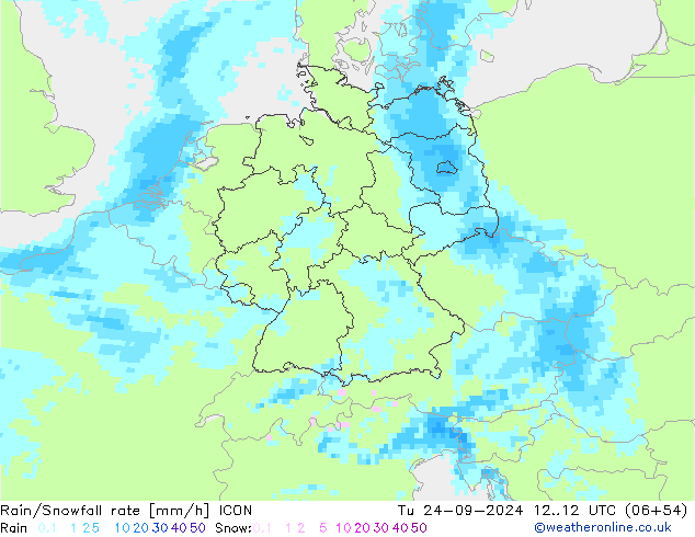 Rain/Snowfall rate ICON Ter 24.09.2024 12 UTC