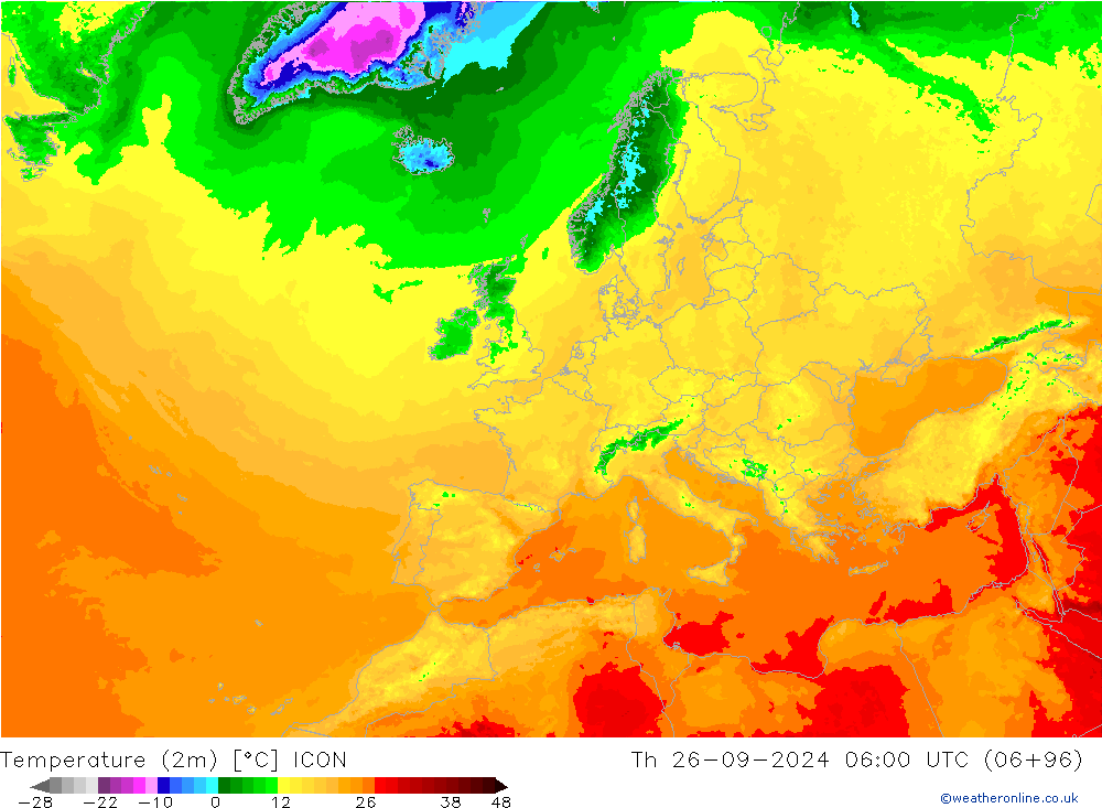 Temperature (2m) ICON Th 26.09.2024 06 UTC