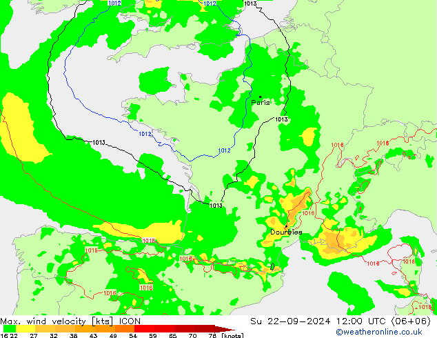 Windböen ICON So 22.09.2024 12 UTC