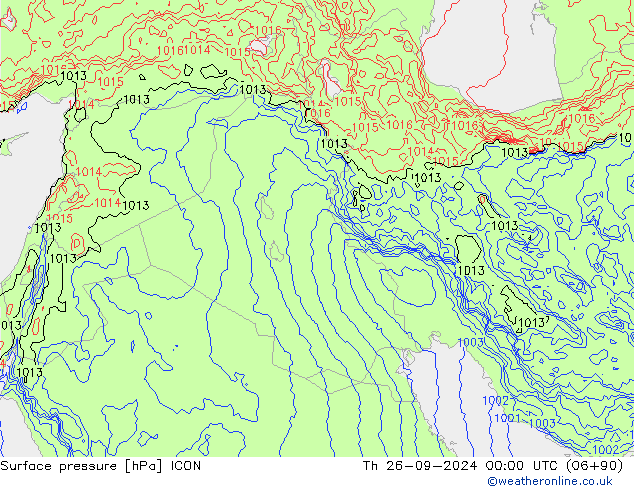 Surface pressure ICON Th 26.09.2024 00 UTC