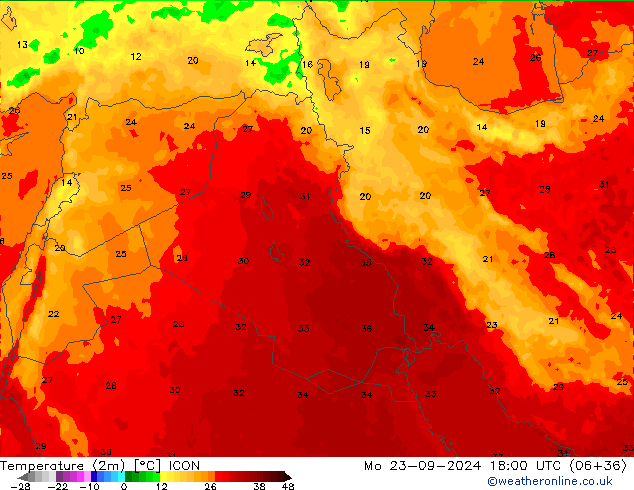 Temperature (2m) ICON Mo 23.09.2024 18 UTC