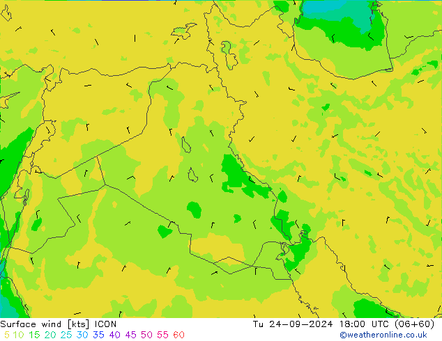 Bodenwind ICON Di 24.09.2024 18 UTC