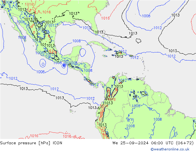 pressão do solo ICON Qua 25.09.2024 06 UTC