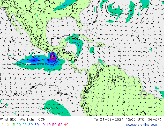 Wind 850 hPa ICON di 24.09.2024 15 UTC