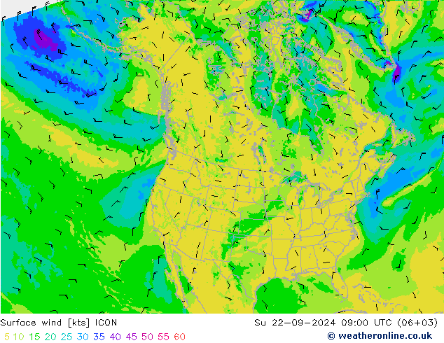 风 10 米 ICON 星期日 22.09.2024 09 UTC