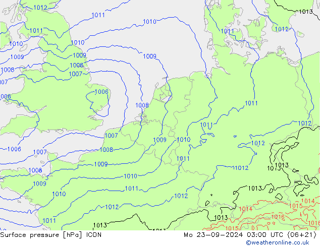 Bodendruck ICON Mo 23.09.2024 03 UTC