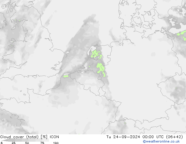 nuvens (total) ICON Ter 24.09.2024 00 UTC