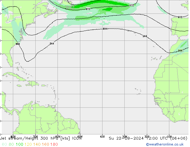 Jet stream ICON Dom 22.09.2024 12 UTC