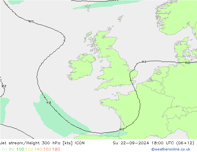 Jet stream/Height 300 hPa ICON Su 22.09.2024 18 UTC