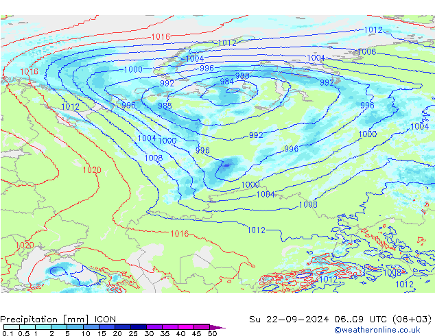 Precipitation ICON Su 22.09.2024 09 UTC