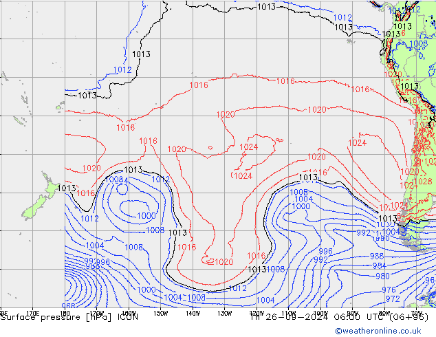 Surface pressure ICON Th 26.09.2024 06 UTC