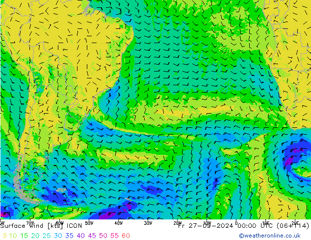 Surface wind ICON Fr 27.09.2024 00 UTC