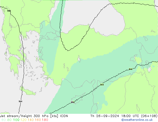 Jet stream ICON Qui 26.09.2024 18 UTC