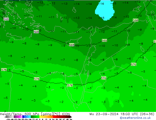 Height/Temp. 500 hPa ICON Po 23.09.2024 18 UTC